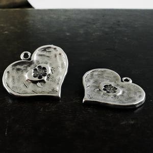 Antique Silver Heart Pendant, Love Pendant 34x37mm, Metal Heart Pendant, Valentine Large Charm, Pendant for Jewelry Making image 8