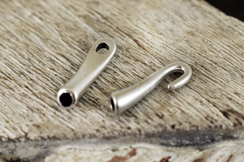 Hook Clasps Antique Silver Cord Ends for up to 2mm Leather Etsy