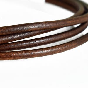 Leather Cord 4mm, Tobacco Brown Greek Leather Cord, Necklace Cord, Jewelry Supplies, 1 meter