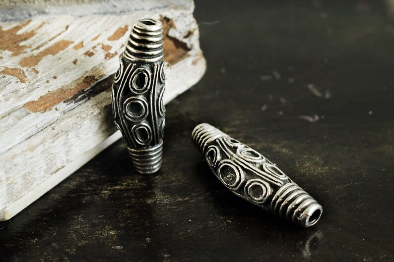 Ethnic Curved Bead Antique Silver Cord Slider Bead 34x10mm Etsy