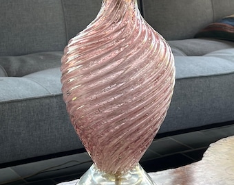 Lámpara vintage de cristal de Murano rosa