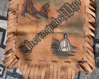 Funda de almohada de cuero vintage de Thermopolis, Wyoming, Yellowstone, recuerdo