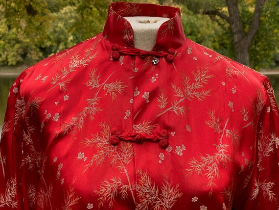 Vintage Red Chinese Asian Coat Dress