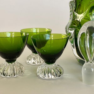 Vintage Aseda Bo Borgstrom Green Glass Decanter and Cordials Set Sweden image 5