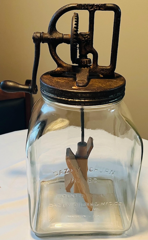 アンティーク Dazey Churn & Mfg. Co. バターチャーン Antique Vintage Glass Dazey Butter Churn No 80 ~ Hand Crank