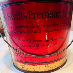 Vintage SWIFT&#39;S Premium Pure Lard Tin Can - 4 LBS. Copyright 1905