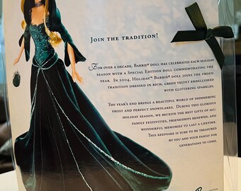 green emerald velvet dress Lot of 4: Holiday Barbies, 15621, 1871, 10824, 17832