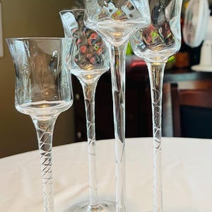 Vintage Coupe Glasses Set of Four, Champagne, Cocktail, Martini, Wine Glasses, Long Stem Glassware