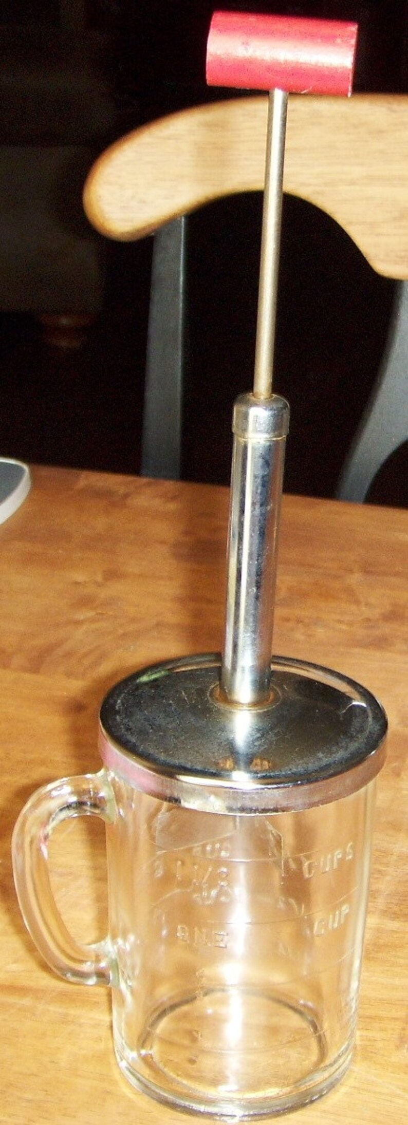 Vintage Hand Chopper Dicer Glass Dispensers Food Processor With Red