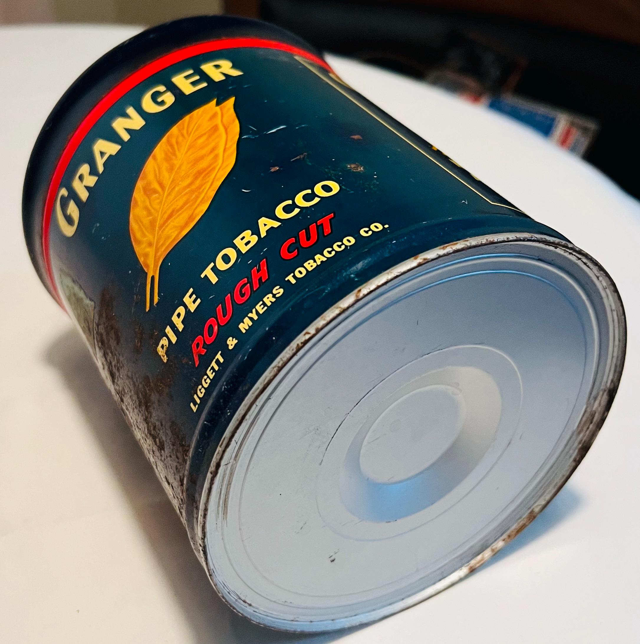 Granger Pipe Tobacco Rough Cut Vintage Advertising Knob Top Canister Tin