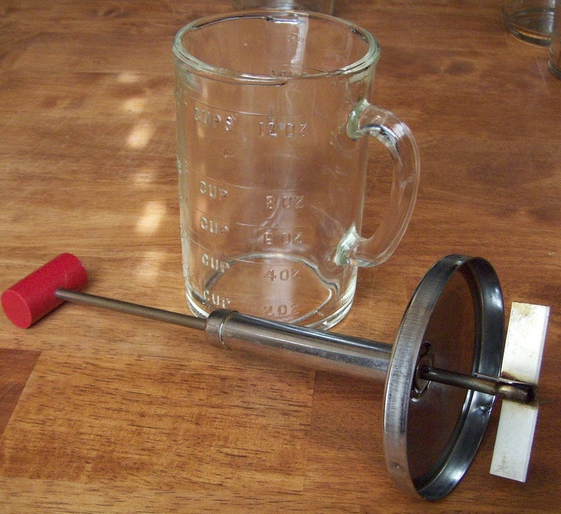 Vintage Hand Chopper Dicer Glass Dispensers Food Processor With Red