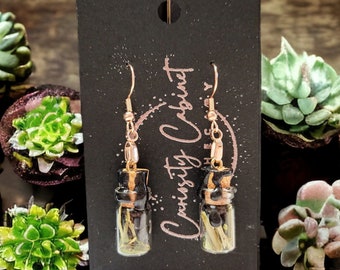 Protection Spell Bottle Earrings - Energy Shielding - Lightweight Wearable Crystal Witchcraft