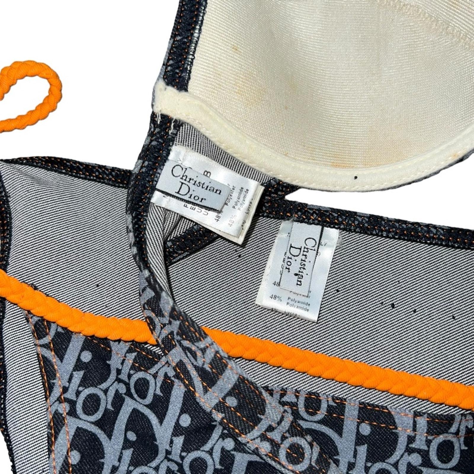 AUTH VTG Christian Dior Blue Denim Trotter Monogram Logo Flight