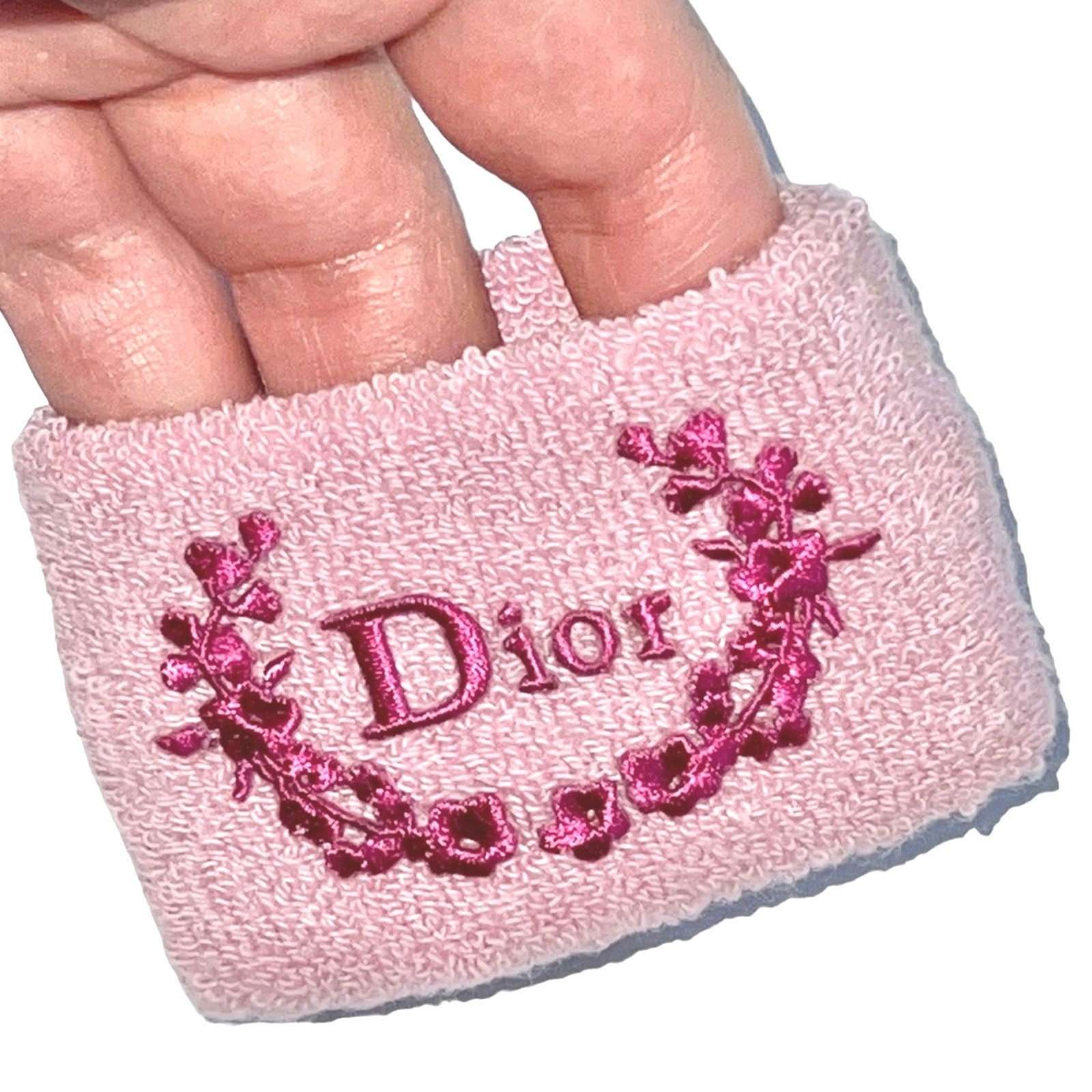 【希少】Dior Logo Pink Rhinestone Bracelet Christian Dior Bracelet Pink Trotter Flower D Logo Charm