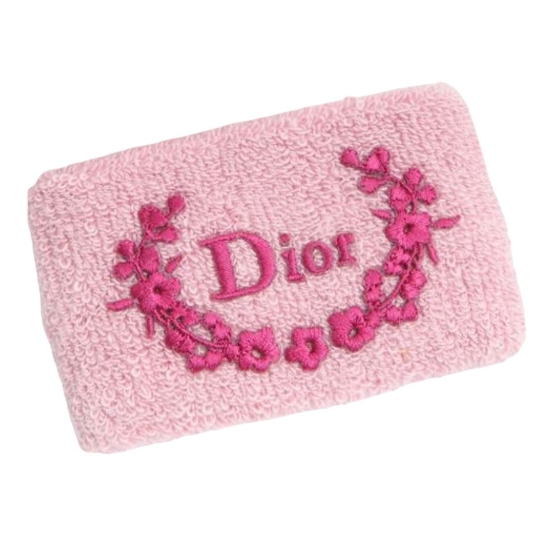 VTG Christian Dior Pink Logo Terry Cloth Sweat Band Sport