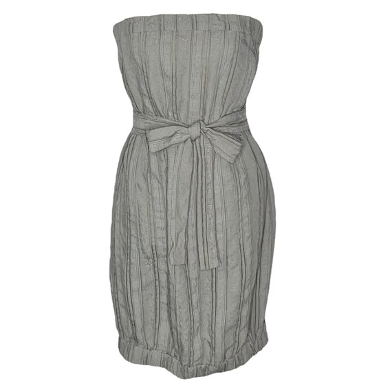 S Bcbg to The Max Gray Strapless Bubble Hem Empire Waist Belted Mini Tube Dress