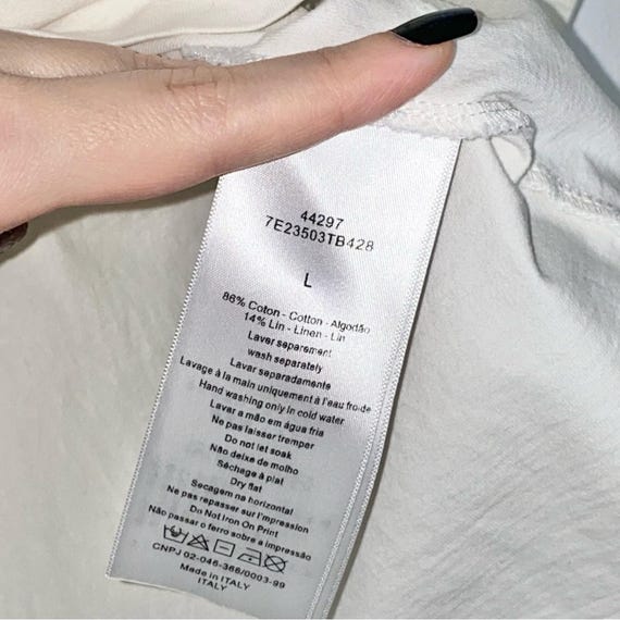 L AUTH Christian Dior Linen J'adior 8 Embellished Logo White Tee