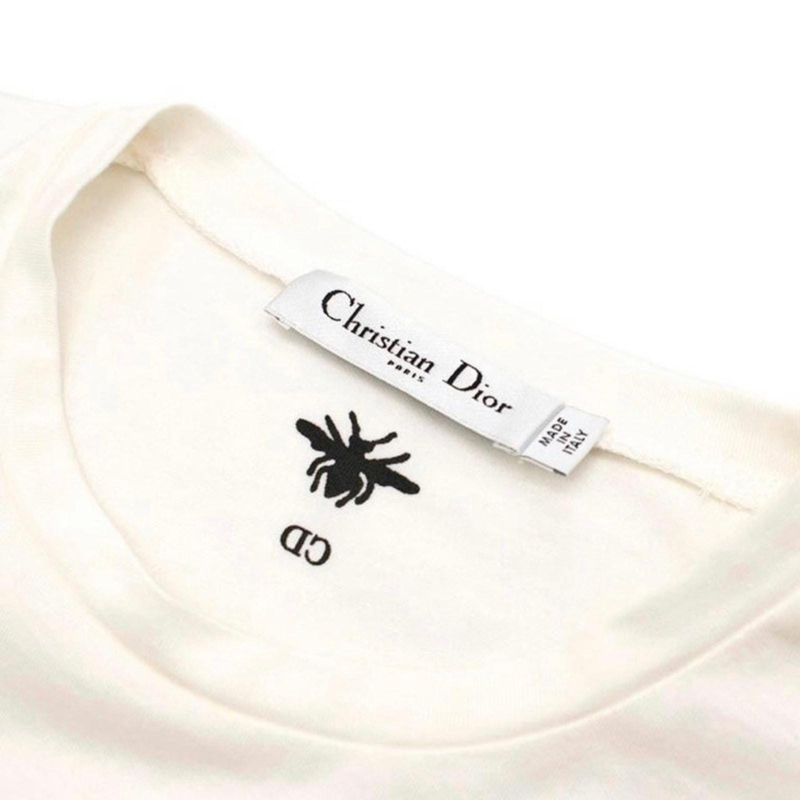 L AUTH Christian Dior Linen J'adior 8 Embellished Logo White Tee L AUTH Christian Dior Linen J'adior 8 Embellished Logo White Tee