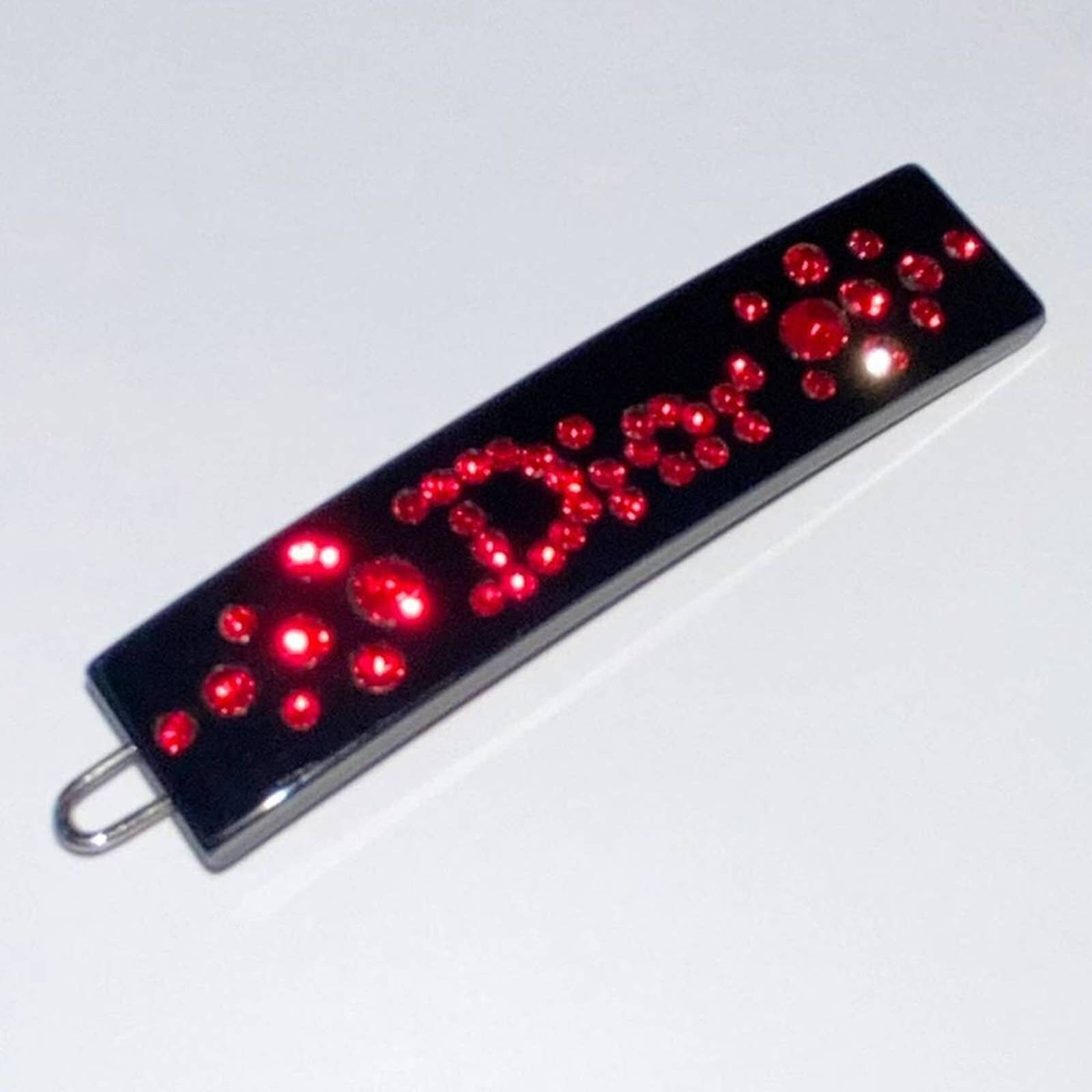 VTG Christian Dior Black Lucite Red Crystal Rhinestone Logo  display picture 1