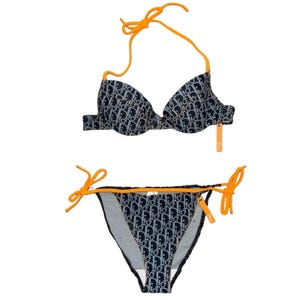 Christian Dior Vintage Logo Swimwear Bikini #38 Denim Print
