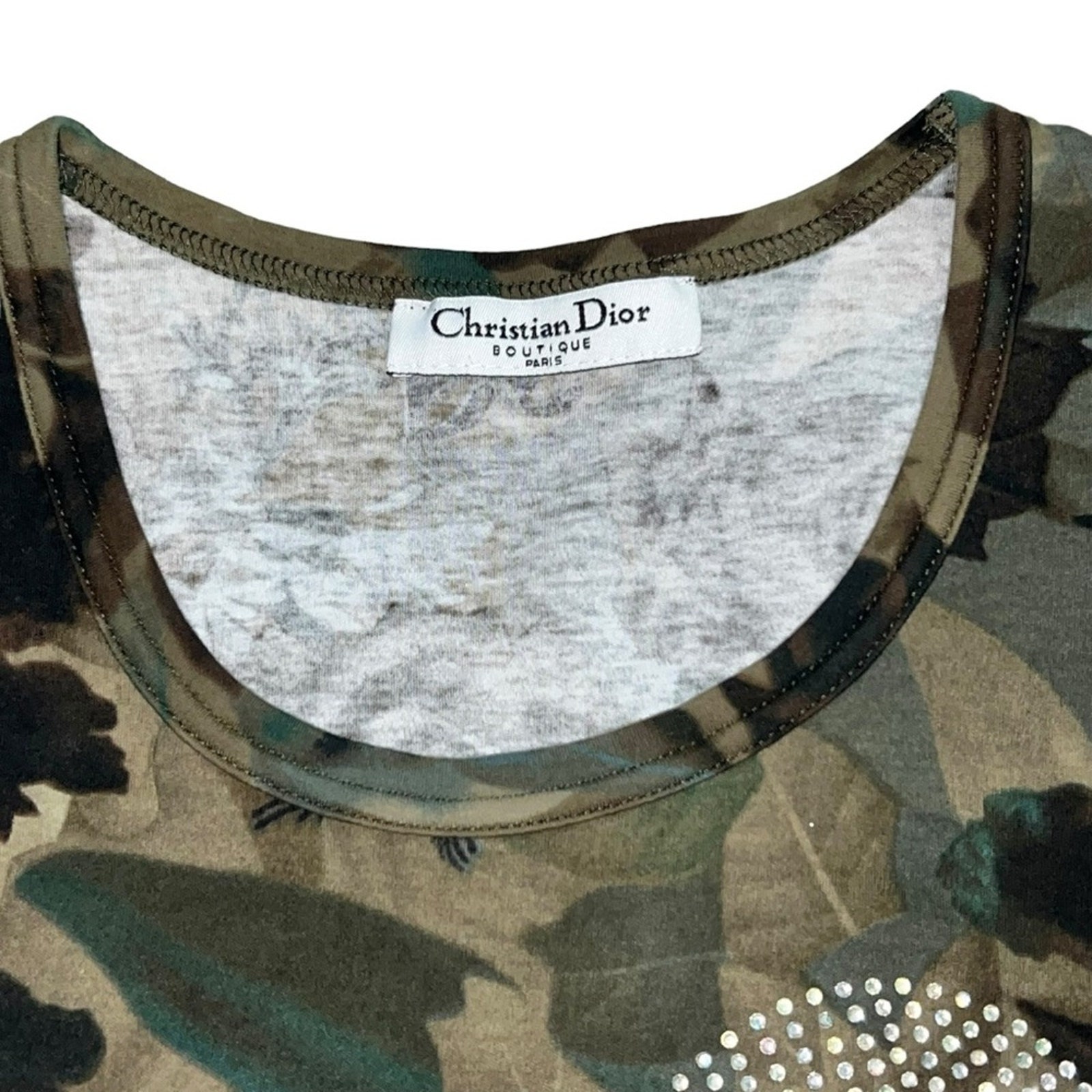AUTH VTG Christian Dior Flower Camo Rhinestone Logo 2 Tank AUTH VTG Christian Dior Flower Camo Rhinestone Logo 2 Tank