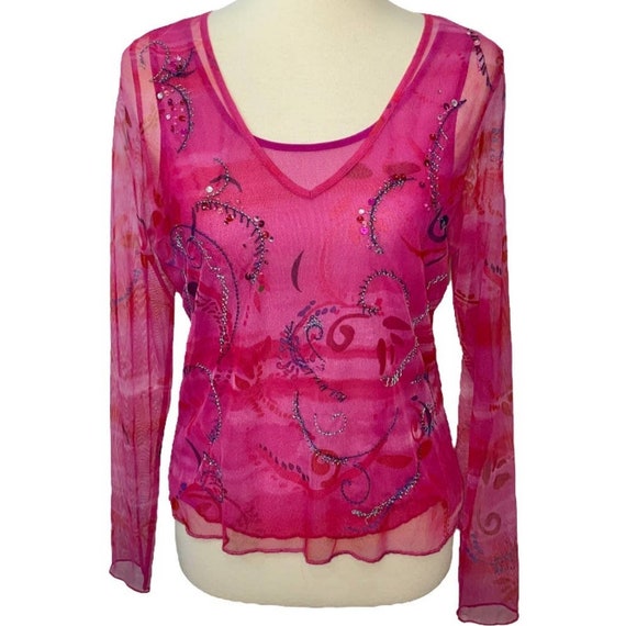 hot pink sheer top