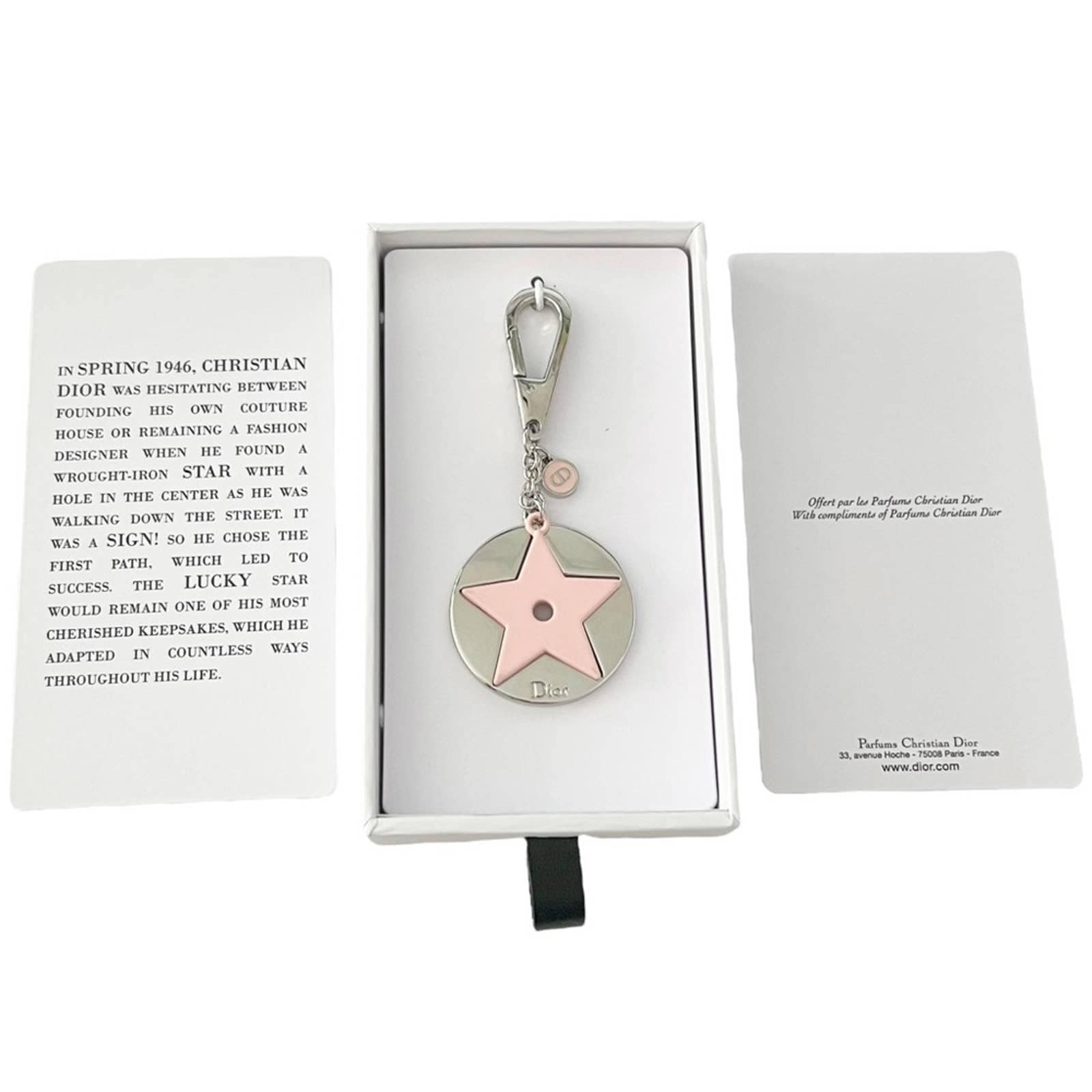 ビンテージChristian Dior キーホルダー VTG AUTH Christian Dior Silver Metal Pink Star Logo Bag