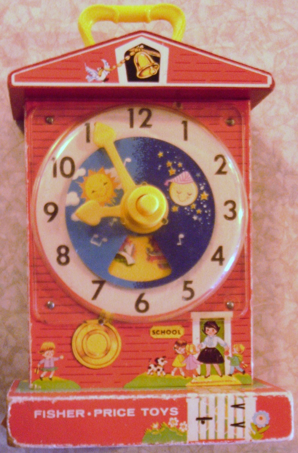 Fisher-Price Musical "Teaching Clock," Nursery Rhymes and Songs, Vintage 1962 Era