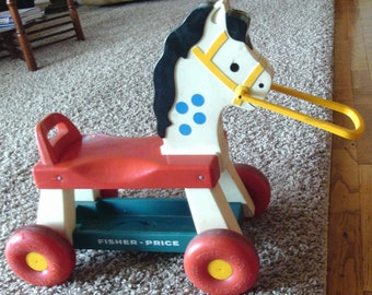 Fisher Price Riding Horse/Pony,  Children&#39;s Ride-on Scooter, Vintage Horse Scooter - 1976