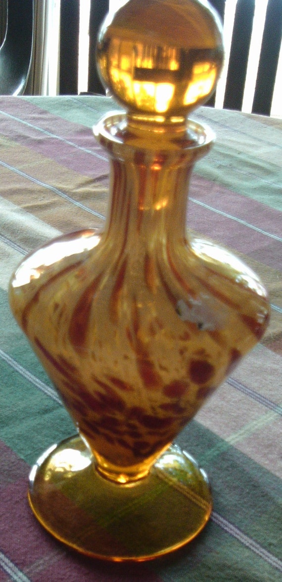 Art Glass Tall Perfume, Hand Blown Swirl Glass De… - image 3