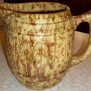 Yellow Ware Multicolored Pitcher, Spongeware/Spatter Ware Pitcher, Antique 1900&#39;s Pitcher