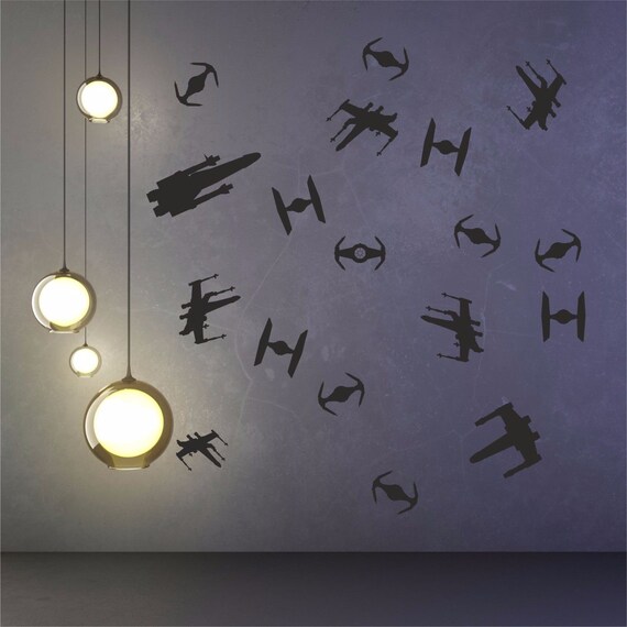 Star Wars Raumschiffe Inspiriert Schlafzimmer Vinyl Wandtattoo Wandtattoo Set Starwars