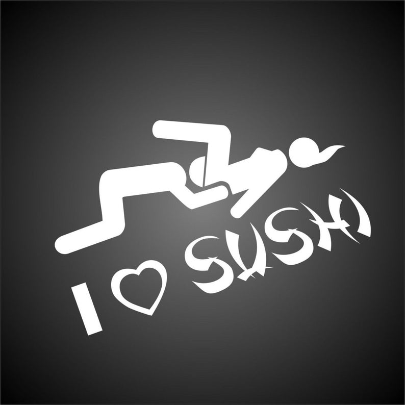 I love Sushi Funny Novelty Car Window Bumper JDM VW EURO Vinyl Decal Sticke...