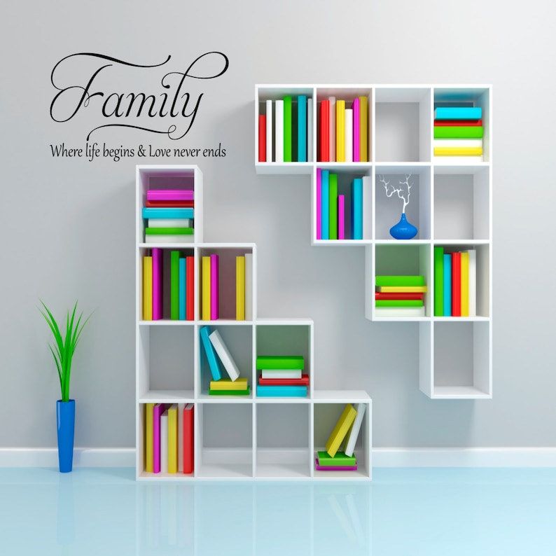 wall art quote Family Where life begins and Love never ends