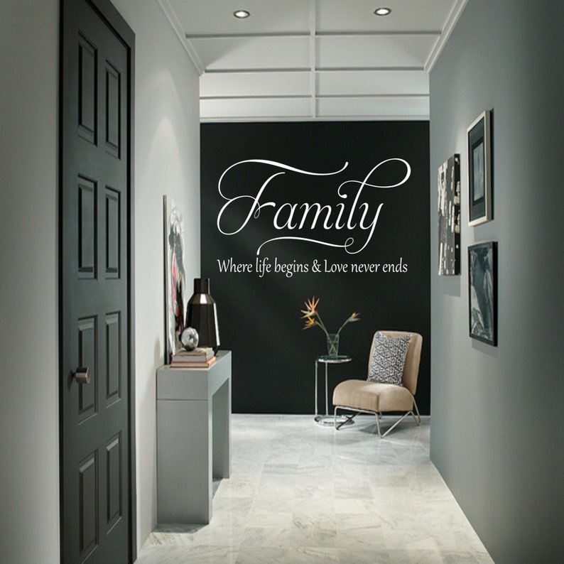 wall art quote Family Where life begins and Love never ends