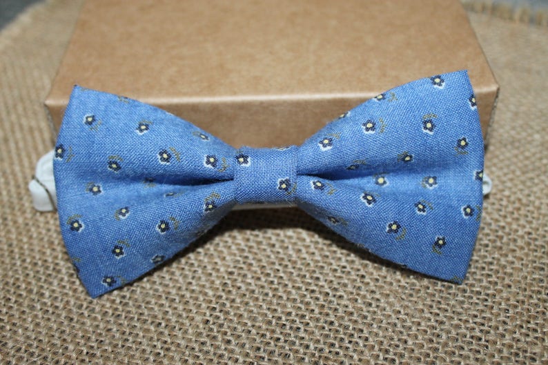Bow Ties Blue Floral Pre-Tied Bow Tie Lady Bow Tie Rustic Wedding Bow Tie Rustic Bow Tie Boys Bowties Party Bow Tie Matching Bow Tie