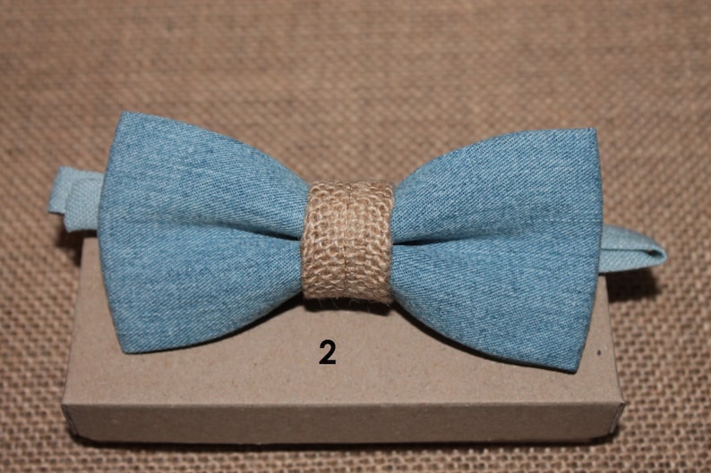 Baby Bow Tie Denim Bow Tie Rustic Matching Bow Tie Mens Bow Tie Rustic Shabby Wedding Groom Vintage Classic Blue Pre Tied Denim Bow Tie