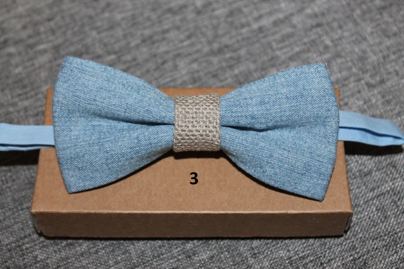 Baby Bow Tie Denim Bow Tie Rustic Matching Bow Tie Mens Bow Tie Rustic Shabby Wedding Groom Vintage Classic Blue Pre Tied Denim Bow Tie