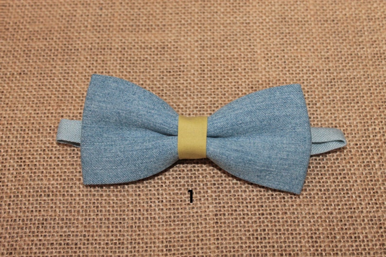 Baby Bow Tie Denim Bow Tie Rustic Matching Bow Tie Mens Bow Tie Rustic Shabby Wedding Groom Vintage Classic Blue Pre Tied Denim Bow Tie