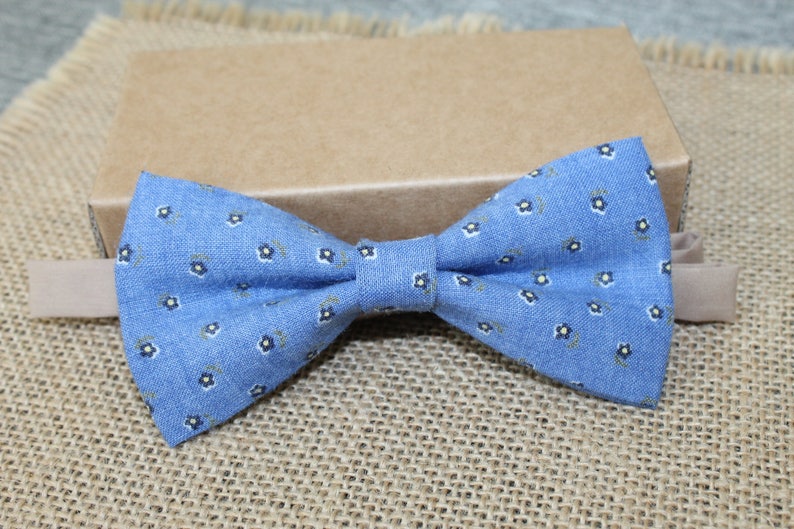 Bow Ties Blue Floral Pre-Tied Bow Tie Lady Bow Tie Rustic Wedding Bow Tie Rustic Bow Tie Boys Bowties Party Bow Tie Matching Bow Tie