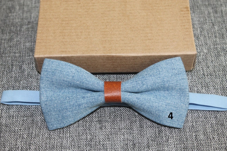 Baby Bow Tie Denim Bow Tie Rustic Matching Bow Tie Mens Bow Tie Rustic Shabby Wedding Groom Vintage Classic Blue Pre Tied Denim Bow Tie