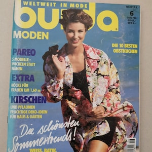 Burda SUMMER 6/94 with Instructions, Vintage Pattern, Fashion Magazine Vintage, Retro sewing patterns, Batik, Marine, Burda Deusch Edition,