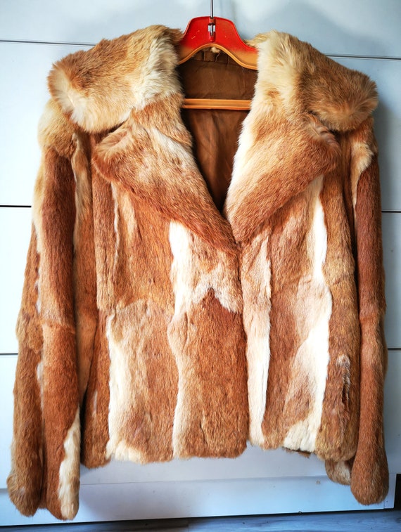 80s Gorgeous Ginger Red Rabbit Fur Coat Bohemian … - image 8