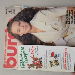 Burda Moden 4/92 with Instructions, Retro Sewing Patterns, Vintage Cutting Sheet Fashion Magazine Patterns, Easter Decor,