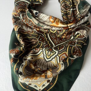 Vintage Equestrian Scarf, Horse Riding Scene, Paisley Border, Unisex Polyester Neck Scarf