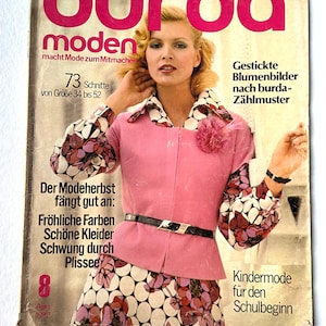 1972/08 BURDA MODEN Vintage Fashion Magazine, 70s fashion, Sewing magazine, Vintage Burda Pattern, German Edition,
