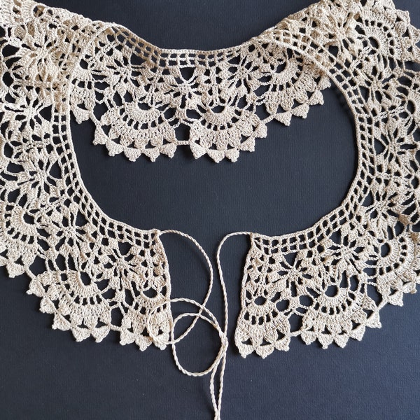 Collier fin au crochet délicat | Collier vintage écru | Collier rétro | Collier au crochet en coton fait main | Col en dentelle au crochet, Couture