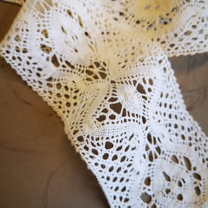 Borde de encaje de crochet vintage / Adorno de encaje para almohada / Cocina shabby chic / Decoración de cojines, Idea de artesanía, Encaje de algodón vintage tejido a mano