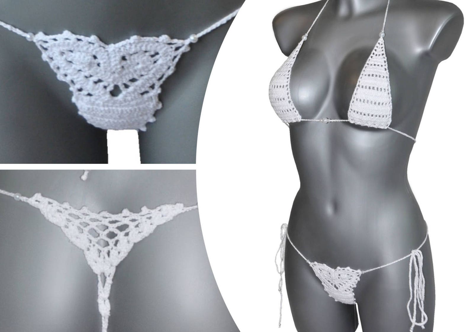 Extreme Micro bikini Crochet Thong set Erotic Bikini Teeny image 0.