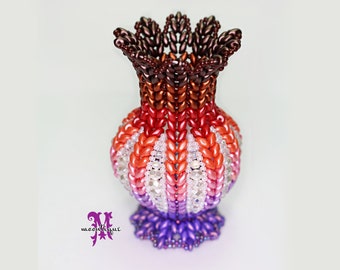 Beaded Vase in Sunset Themed Tutorial